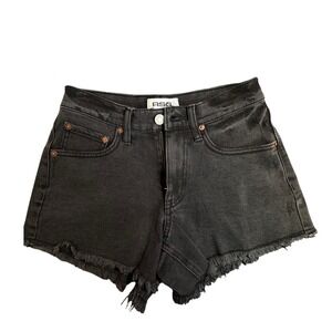 RSQ A-Line Black Denim Shorts High Waisted Frayed Hem Size 25 RN108158
